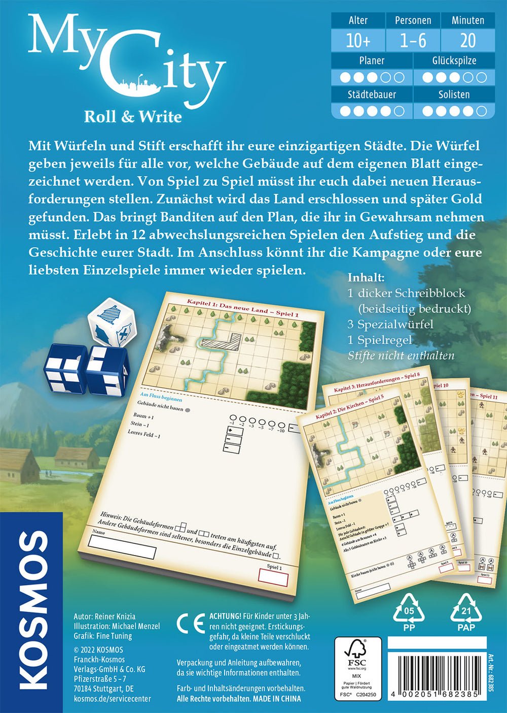 Hoja de ciudad y componentes de My City Roll & Write