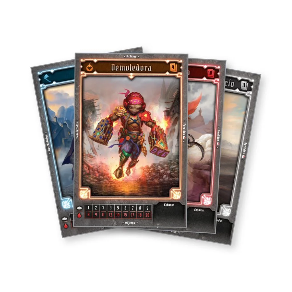 Gloomhaven Fauces del León desplegado sobre el libro de escenarios