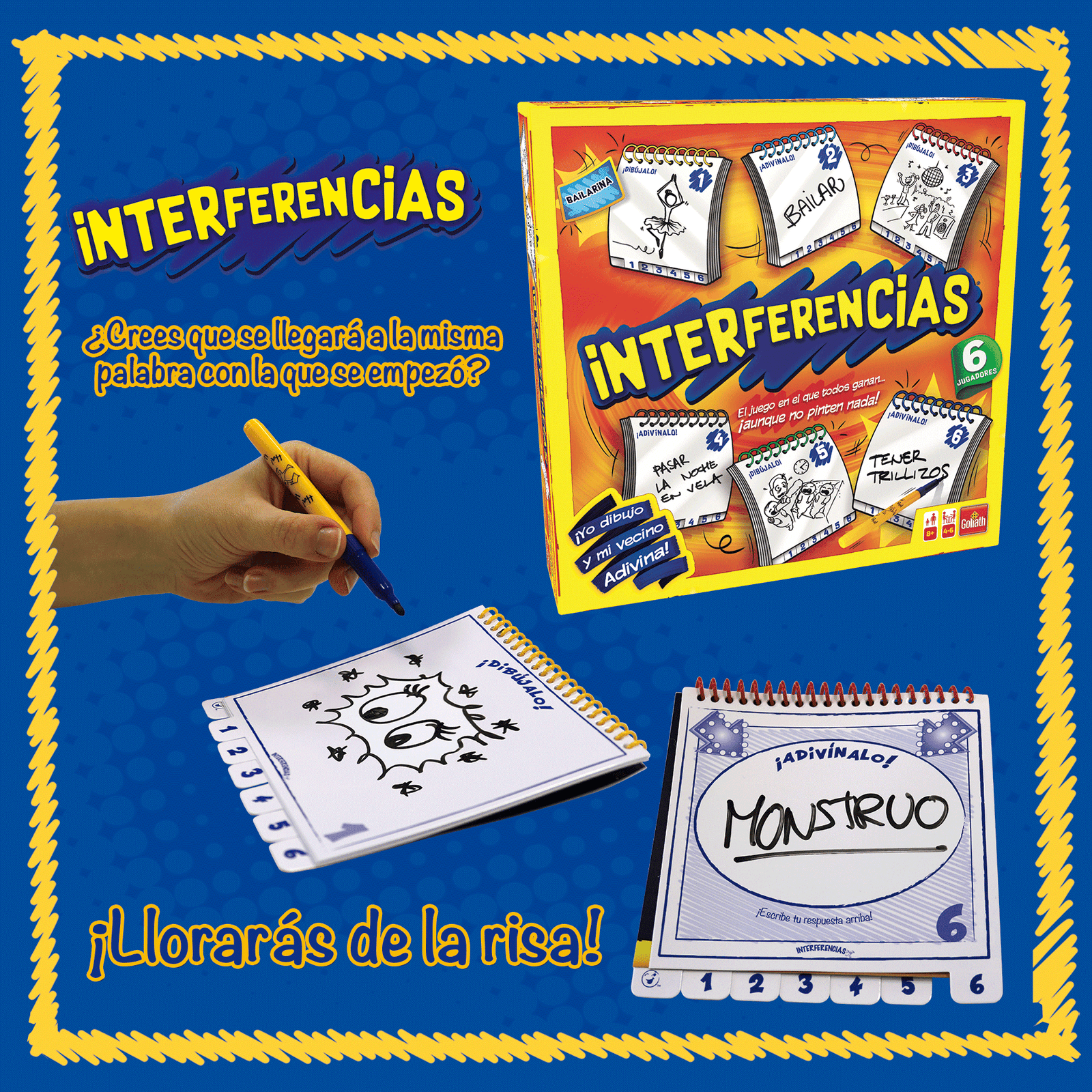 Partida familiar de Interferencias con cuadernos borrables