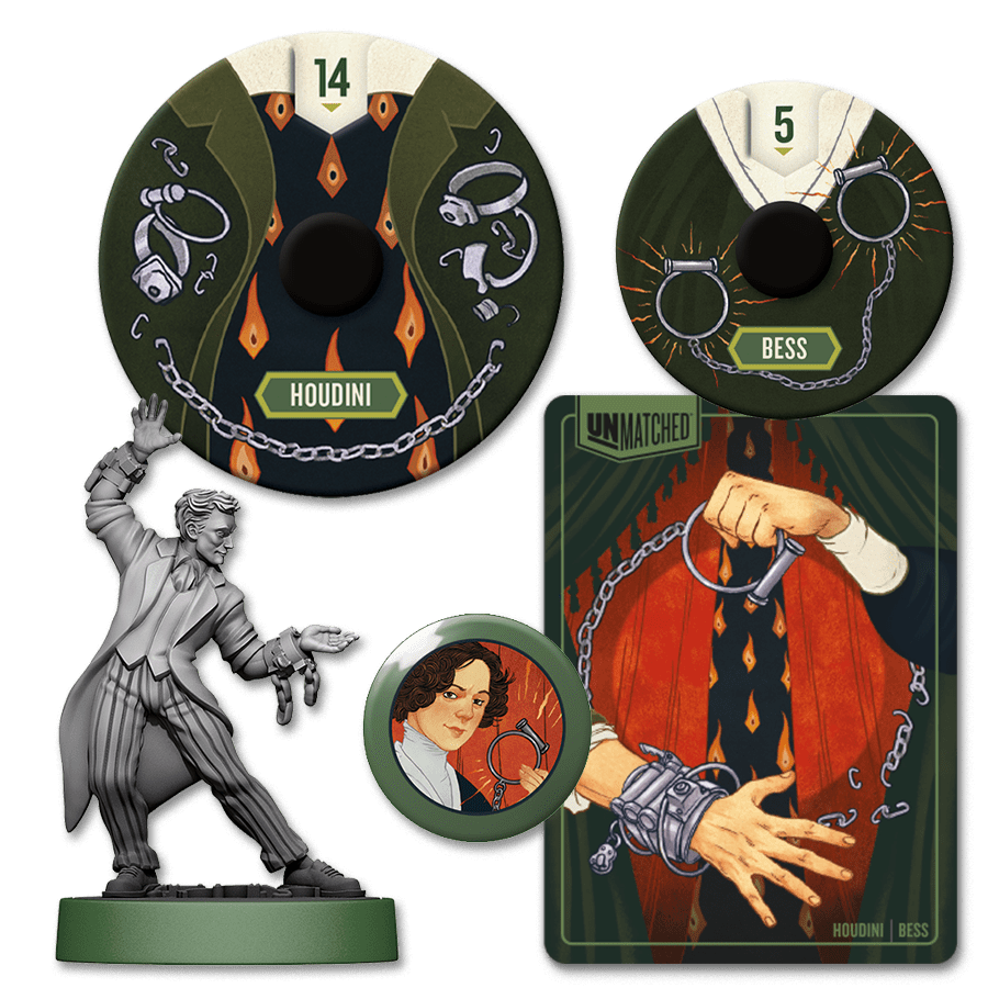 Cartas y miniaturas de Houdini y el Genio