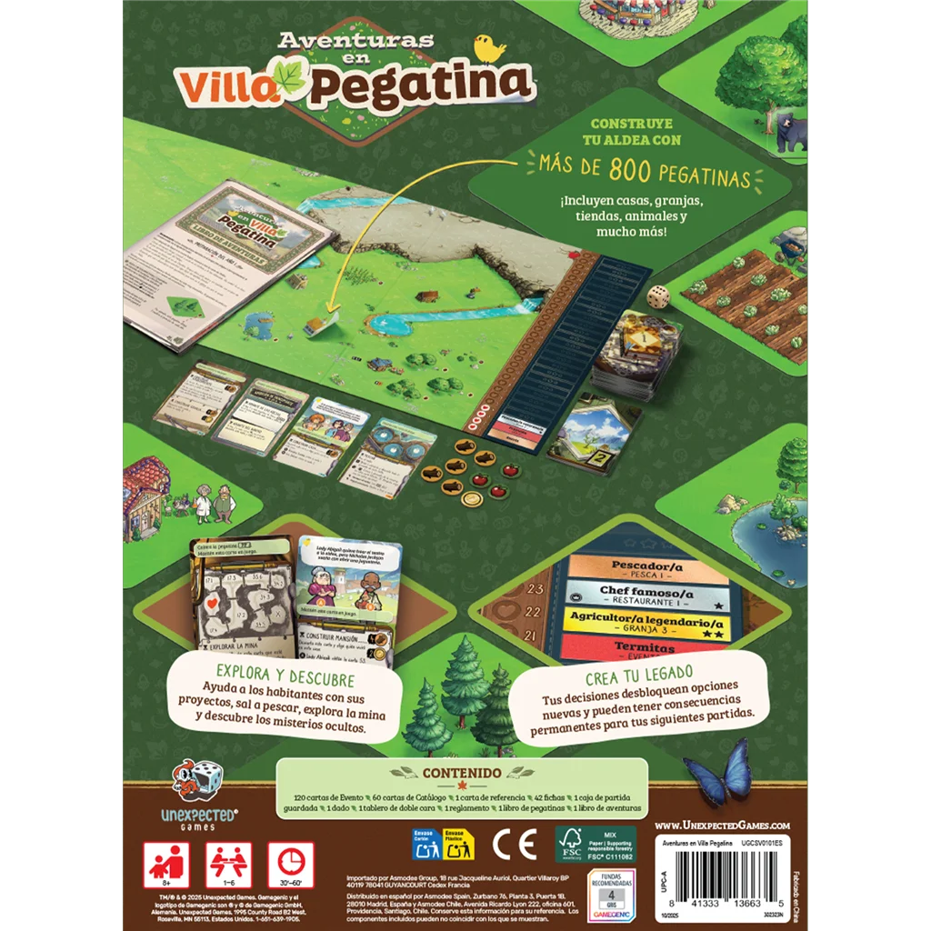Familia jugando una campaña de Aventuras en Villa Pegatina