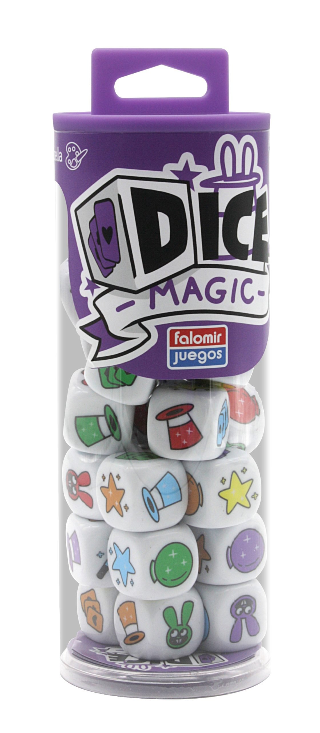Tubo y dados de DICE Magic preparados para jugar
