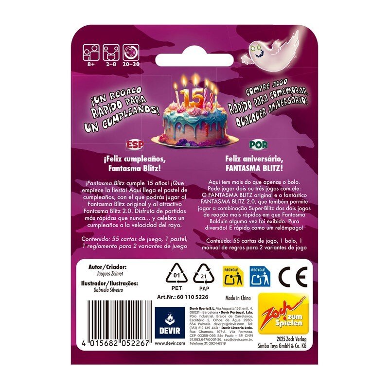 Caja y componentes de Fantasma Blitz Feliz aniversario