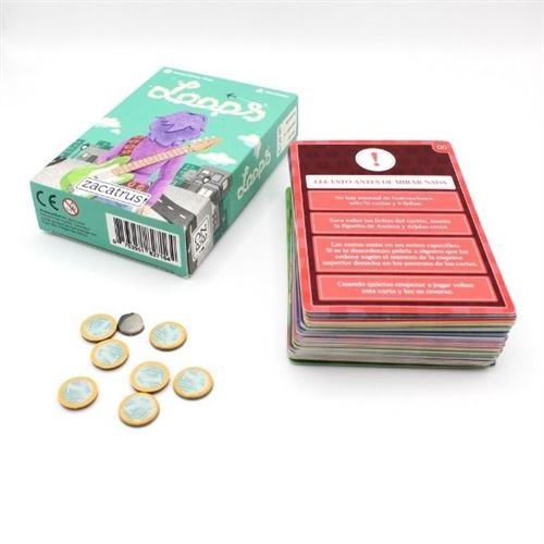 Cartas, monedas, ficha y peón de Loops