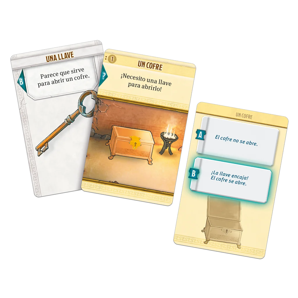 Cartas de escenario y componentes de Lost in Adventure El Laberinto