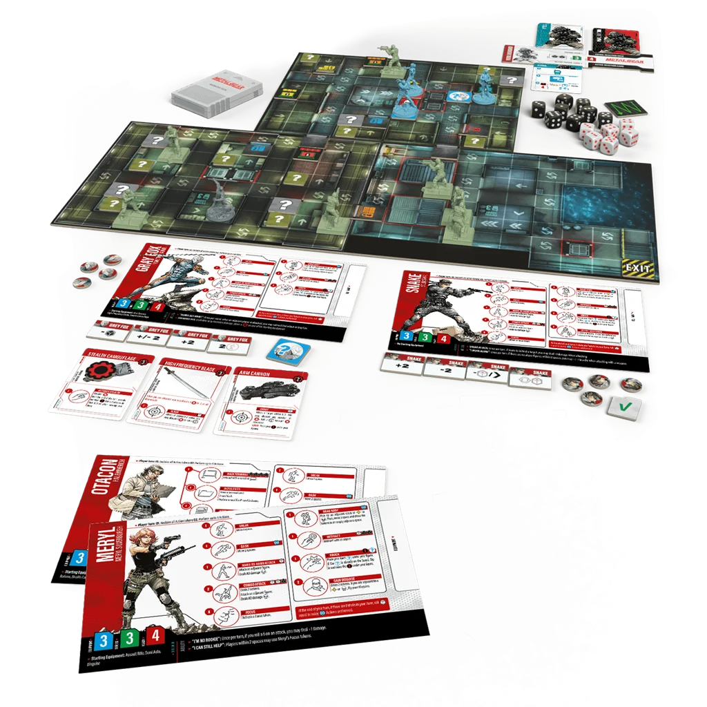 Módulos, miniaturas, cartas y tableros de Metal Gear Solid El juego de mesa