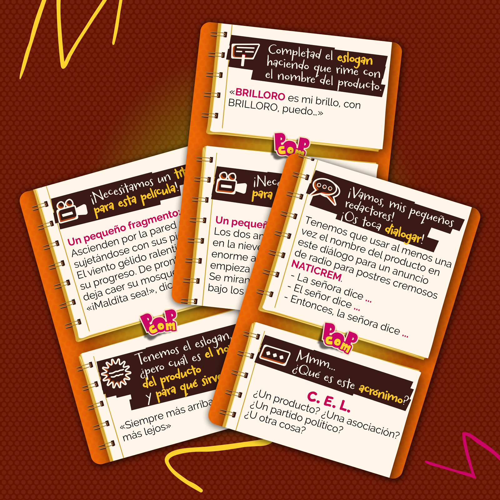 Tarjetas de proyectos creativos de POP com