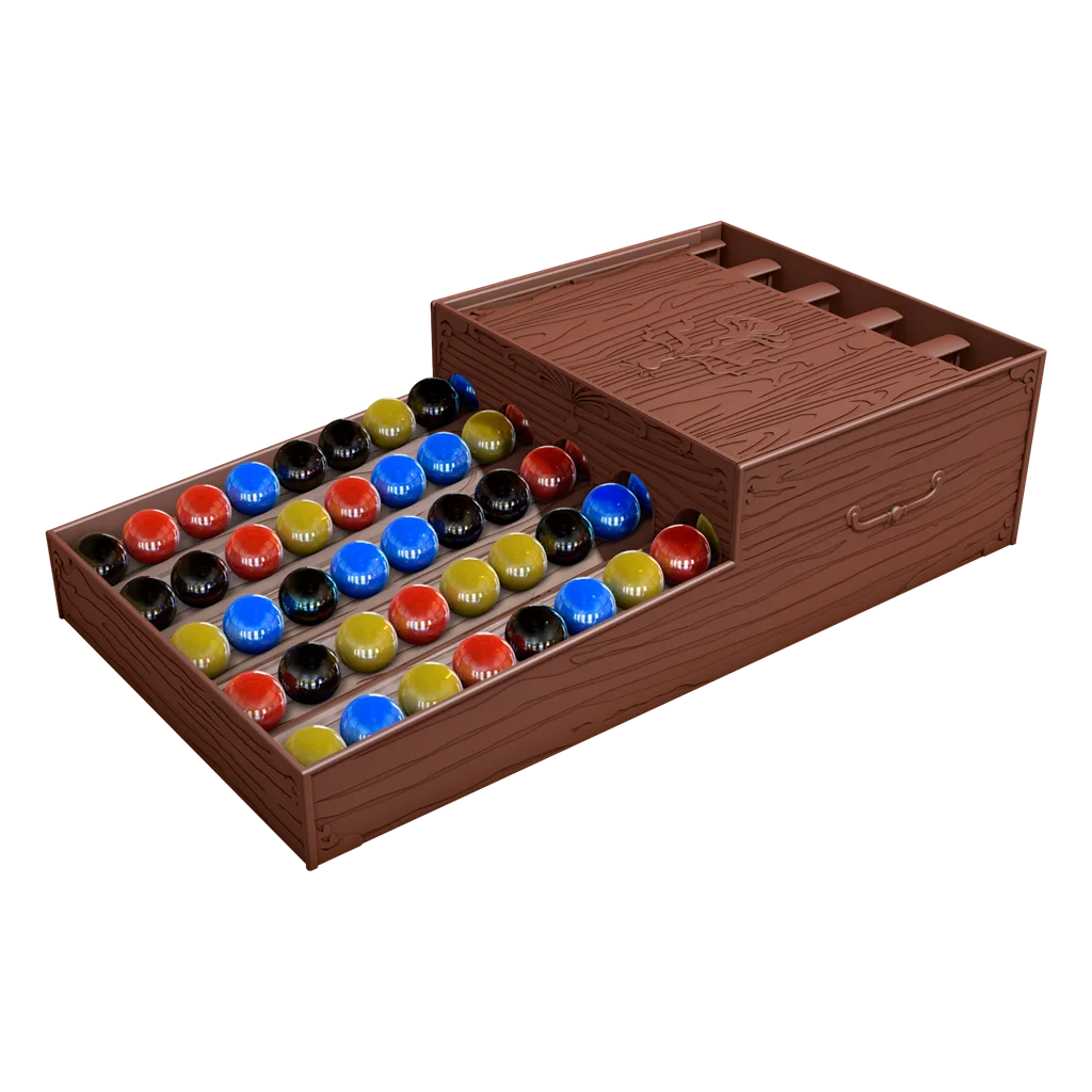 Dispensador de Potion Explosion lleno de canicas de colores