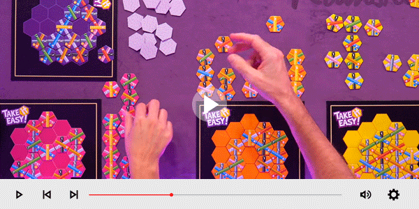 Partida de Take It Easy con tableros y losetas hexagonales