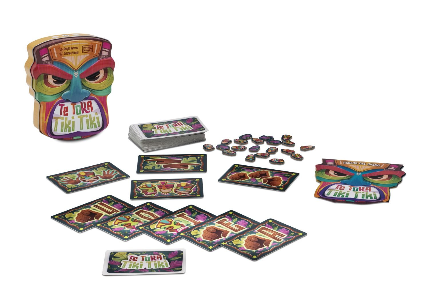 Cartas, fichas y caja de Te Toka Tiki Tiki