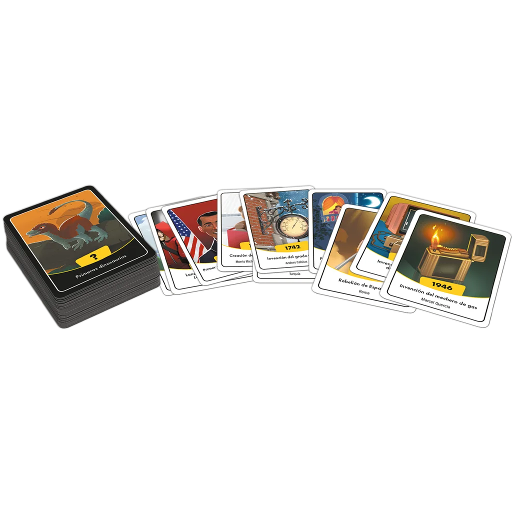 Cartas ilustradas de Timeline con acontecimientos y fechas