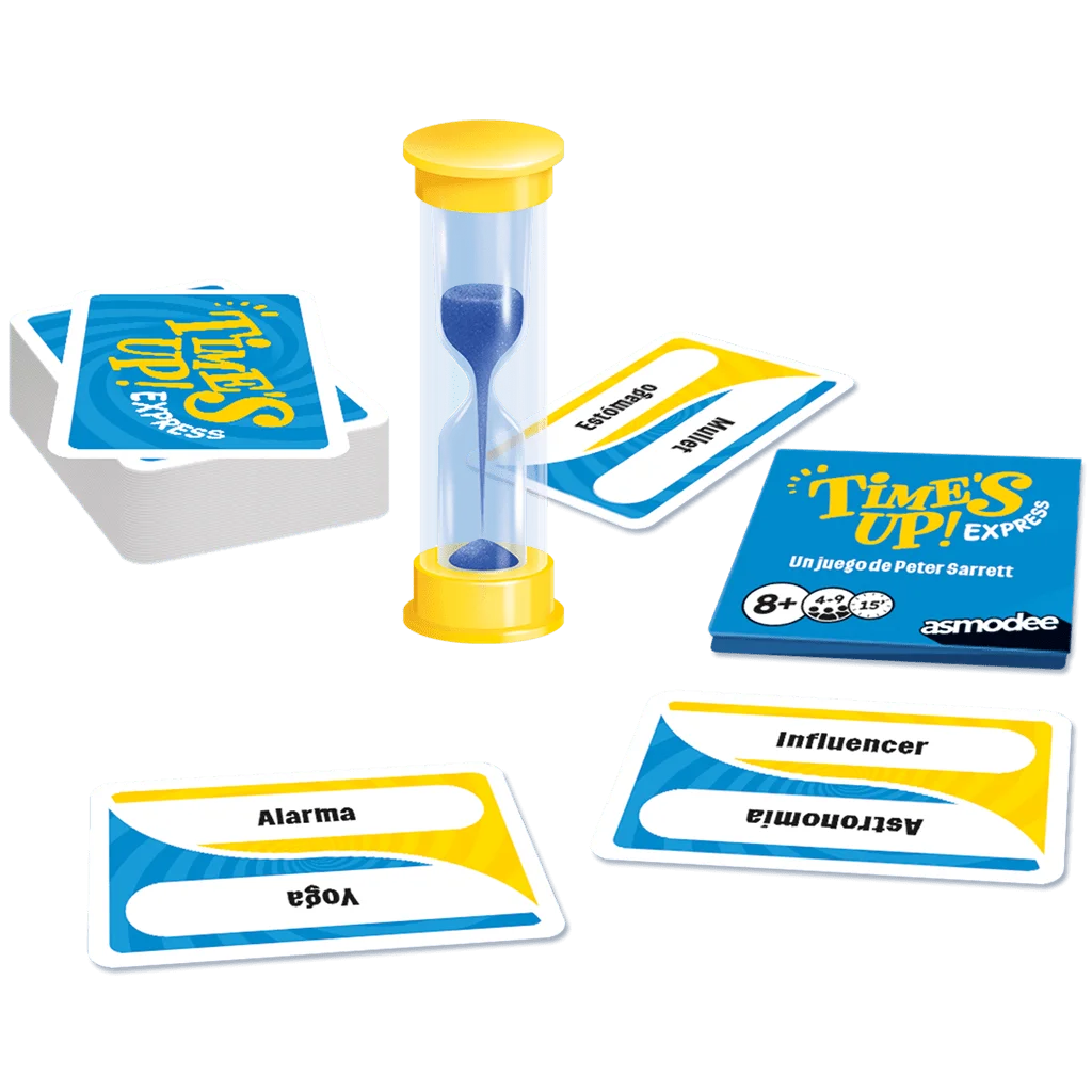 Cartas y reloj de arena de Time’s Up Express
