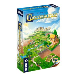 Caja de la edición española de Carcassonne 2021 con el logotipo de Devir