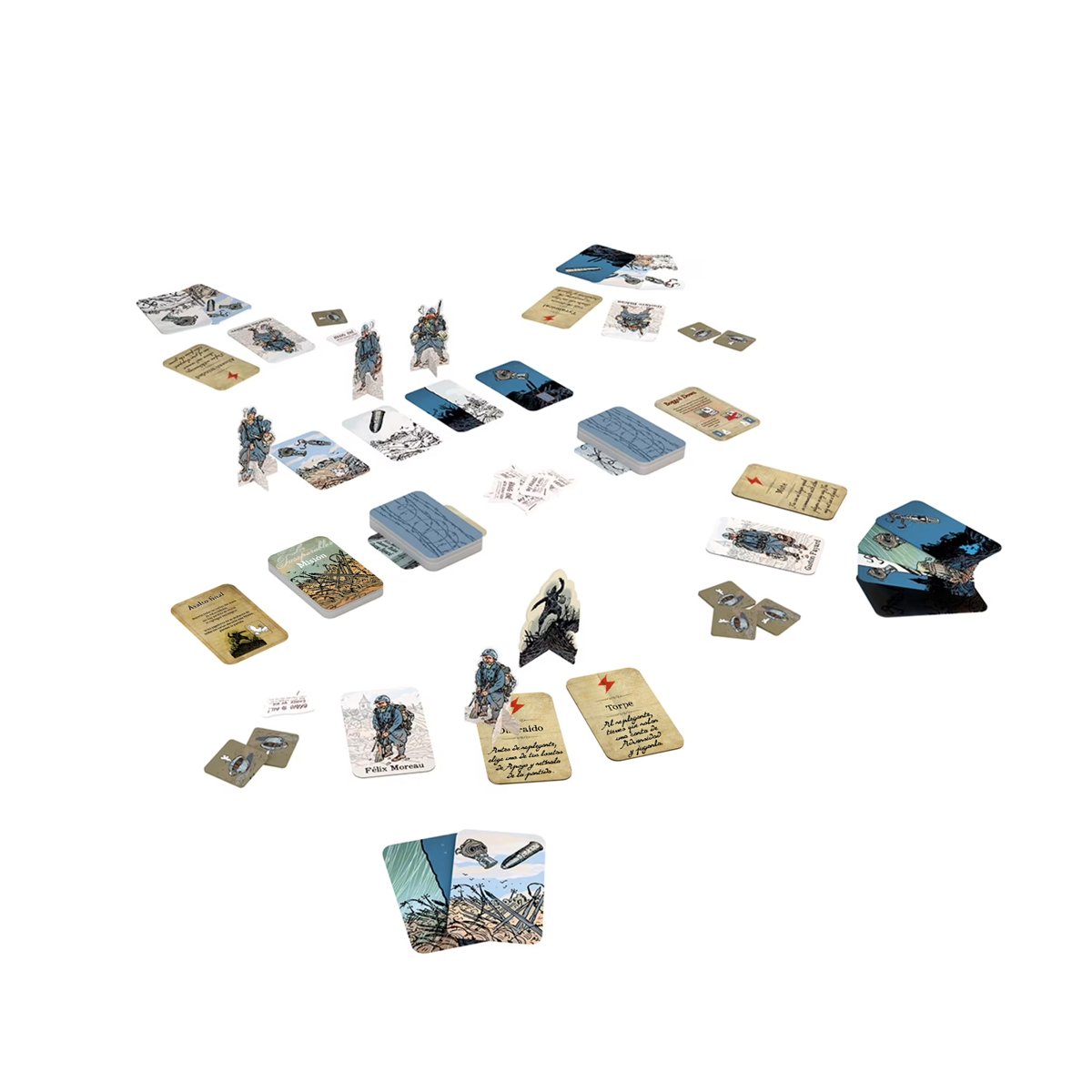 Cartas, Poilus, fichas de Apoyo y Misiones de la edición española de Los Inseparables Bundle Box