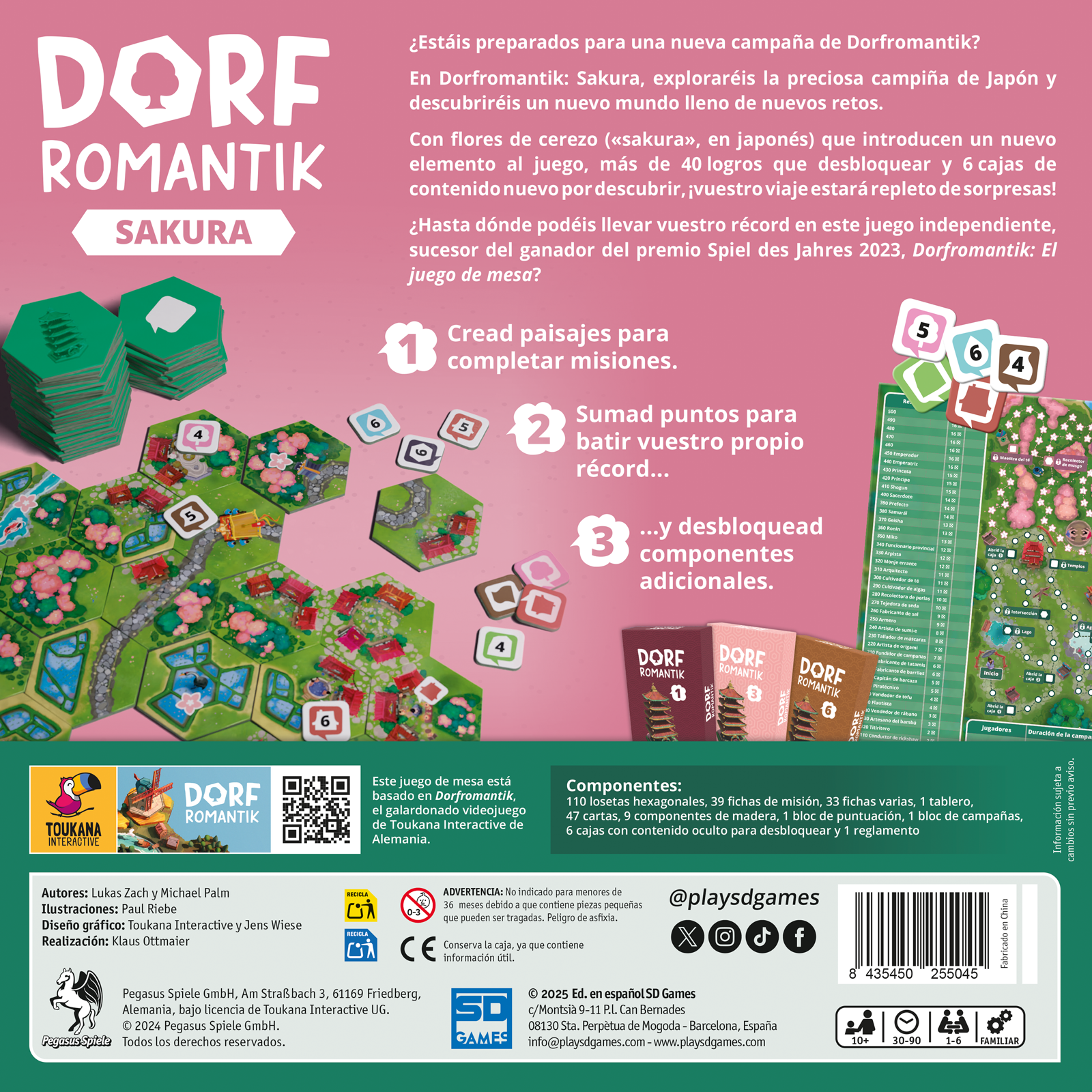 Reverso de la caja española de Dorfromantik Sakura